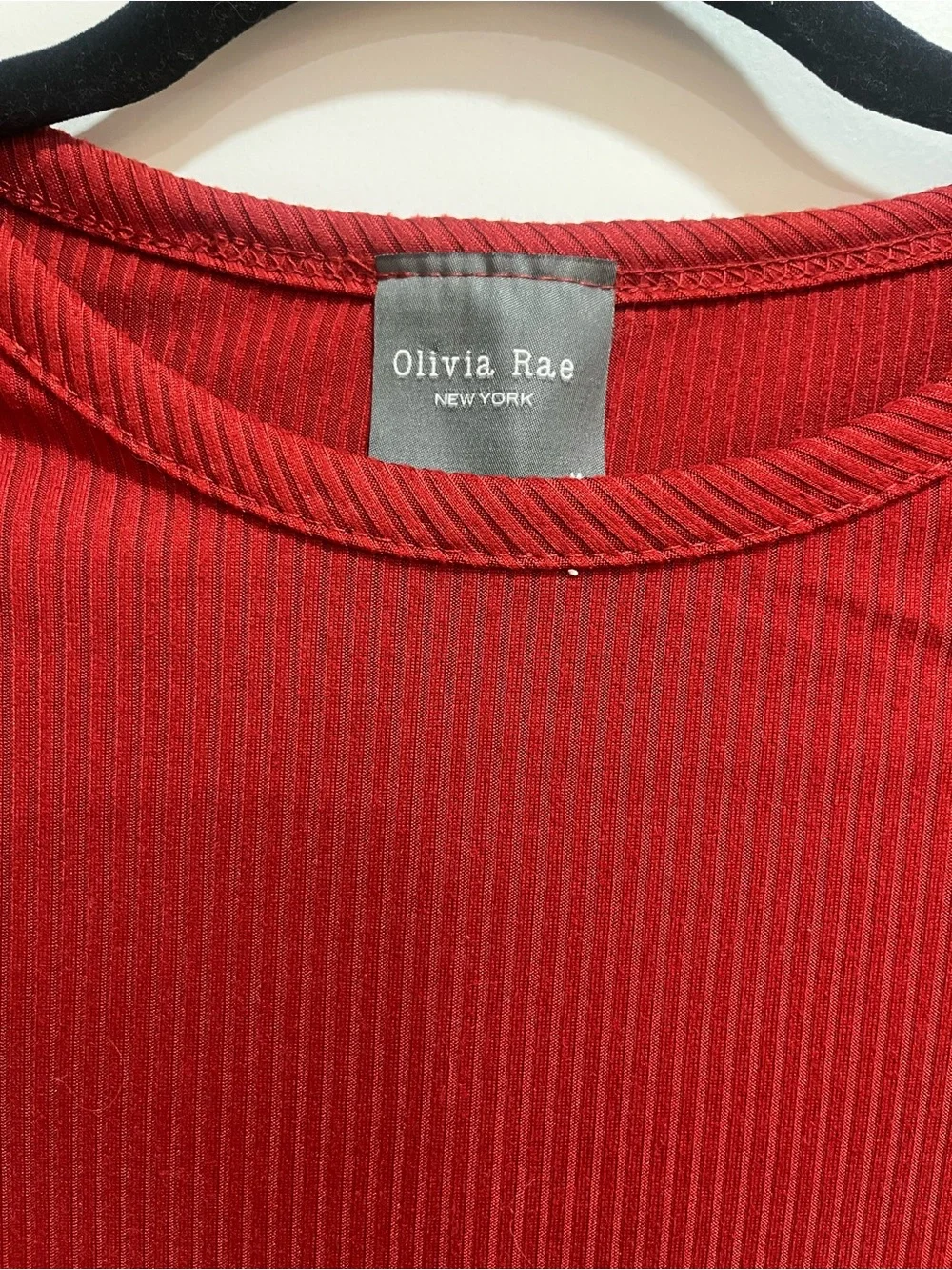 Olivia Rae Crimson Ribbed Short Sleeve Tee - Picture 2 of 2